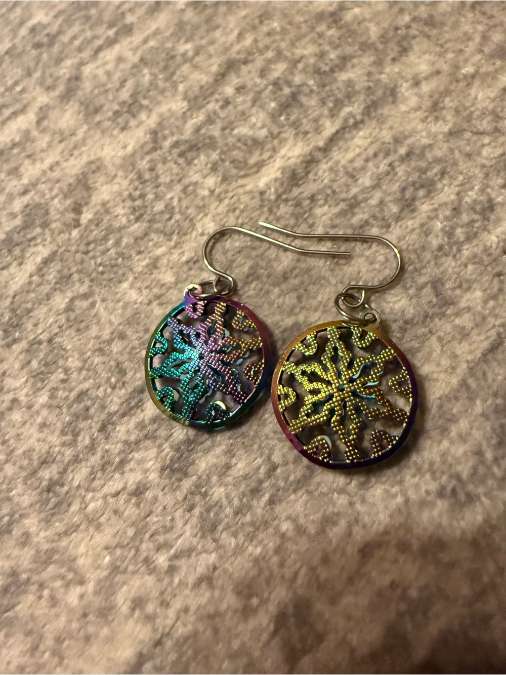 Multicolor Iridescent Floral Disc Drop Earrings